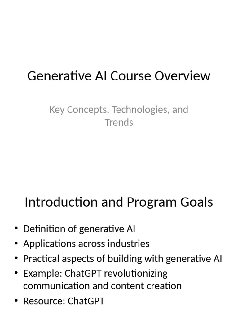 Generative AI Course Overview | PDF | Artificial Intelligence ...
