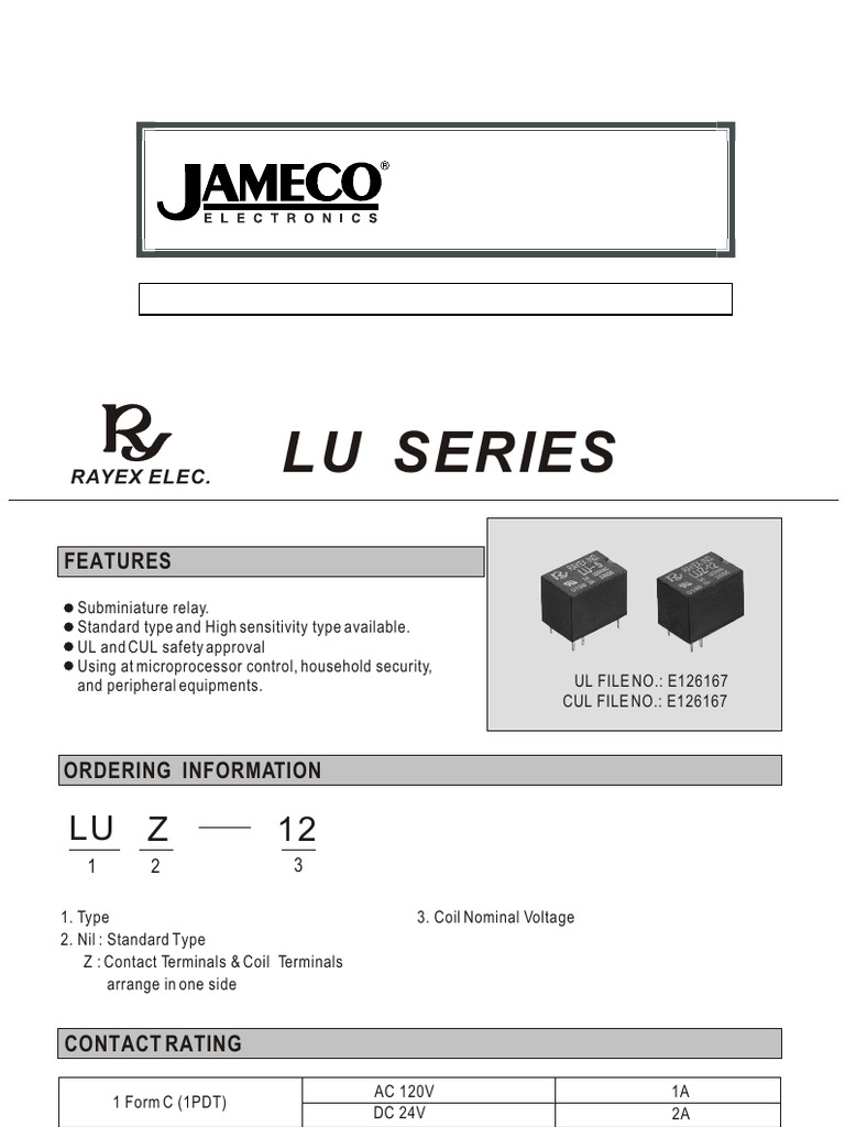 Rayex LU 5 R Datasheet | PDF | Alternating Current | Relay
