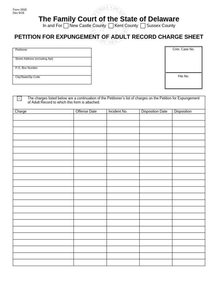 281e - Adult Expungement Charge Extension Sheet 09212018 | PDF