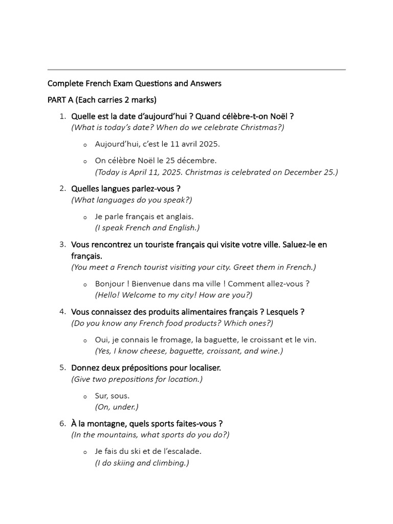 Questions et Réponses d'Examen de Français | PDF