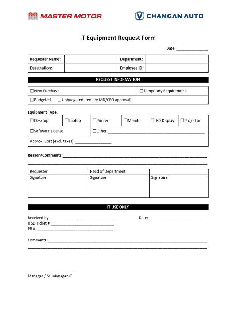 IT Equipment Request Form | PDF