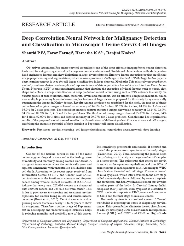 Deep Learning for Cervical Cancer Detection | PDF | Cervical Cancer ...
