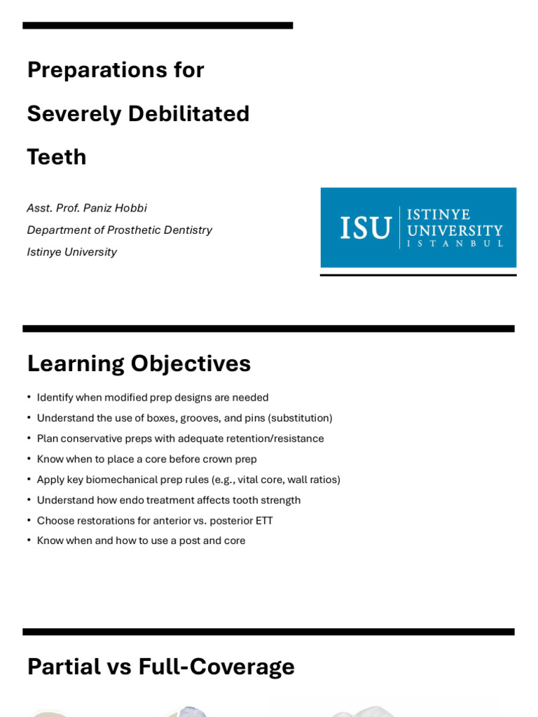 Restorative Techniques for Debilitated Teeth | PDF | Dentistry | Dental ...