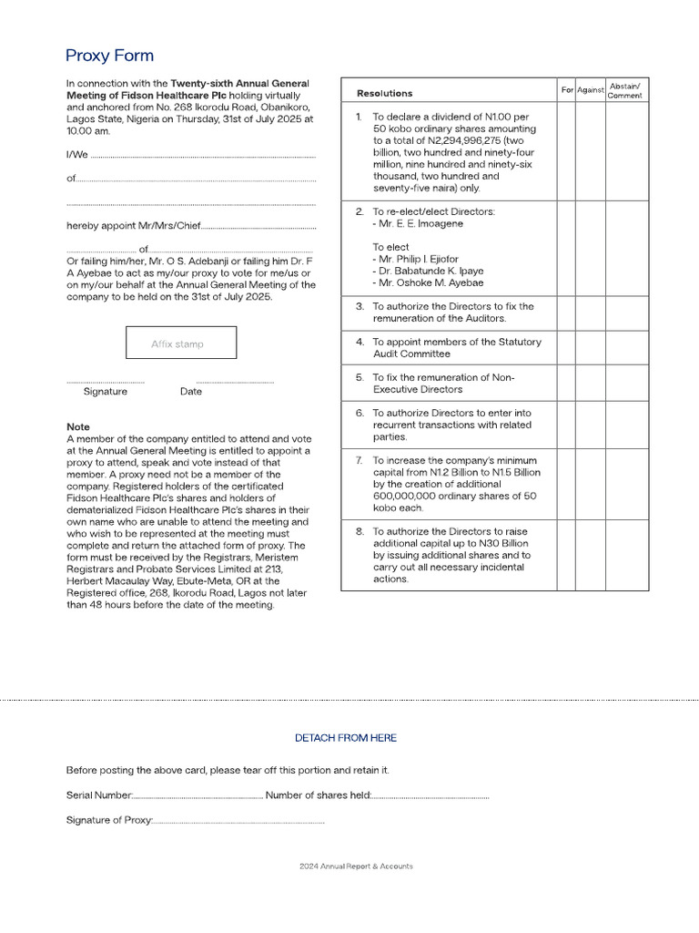 Fidson Proxy Form | PDF
