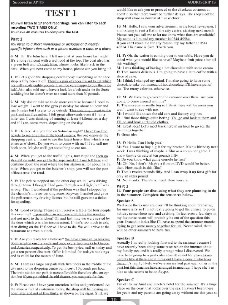Transcription Test1 Succeed | PDF