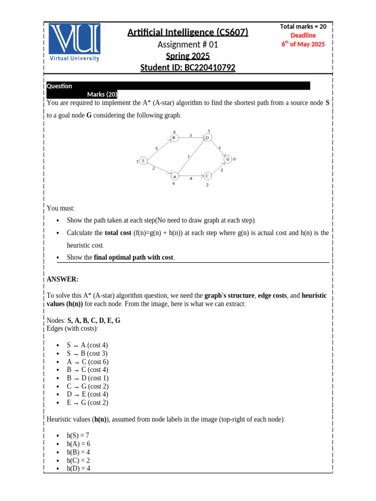 MRK - Spring 2025 - CS607 - 1 - BC220410792 | PDF | Computational ...