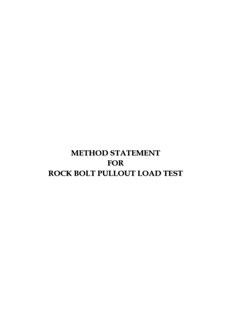 Rock Bolt Pullout Test Method Statement | PDF | Calibration | Pressure ...
