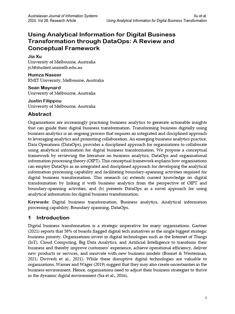 DataOps for Digital Business Transformation | PDF | Information | Analytics