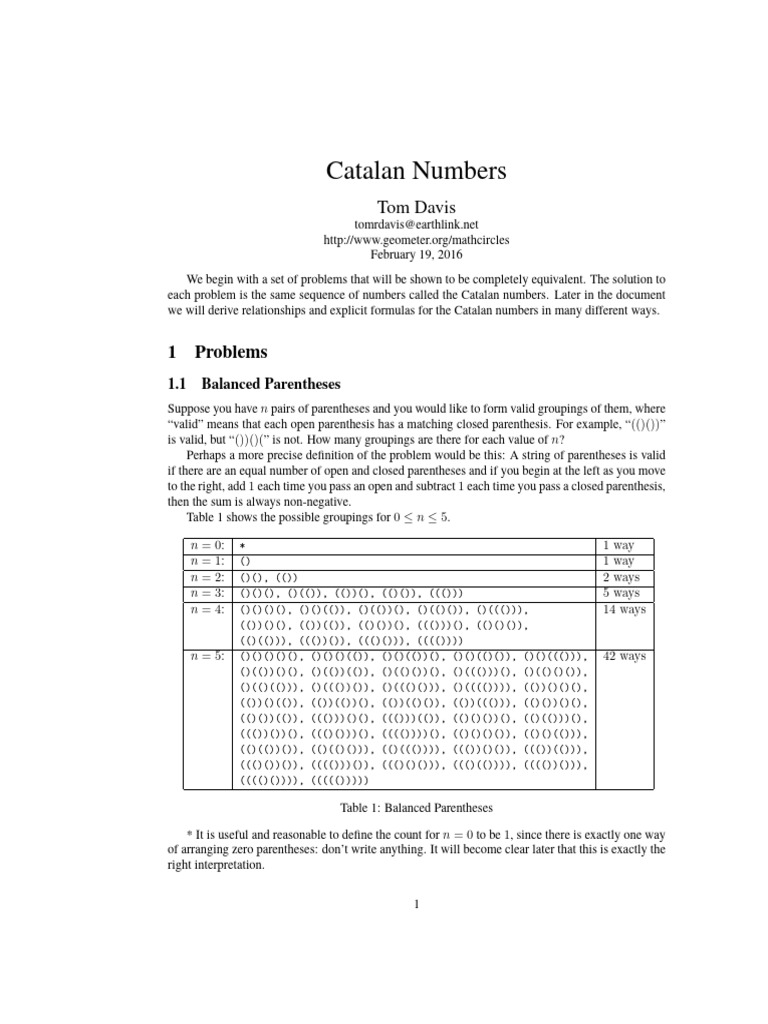 Understanding Catalan Numbers and Applications | PDF | Mathematics ...