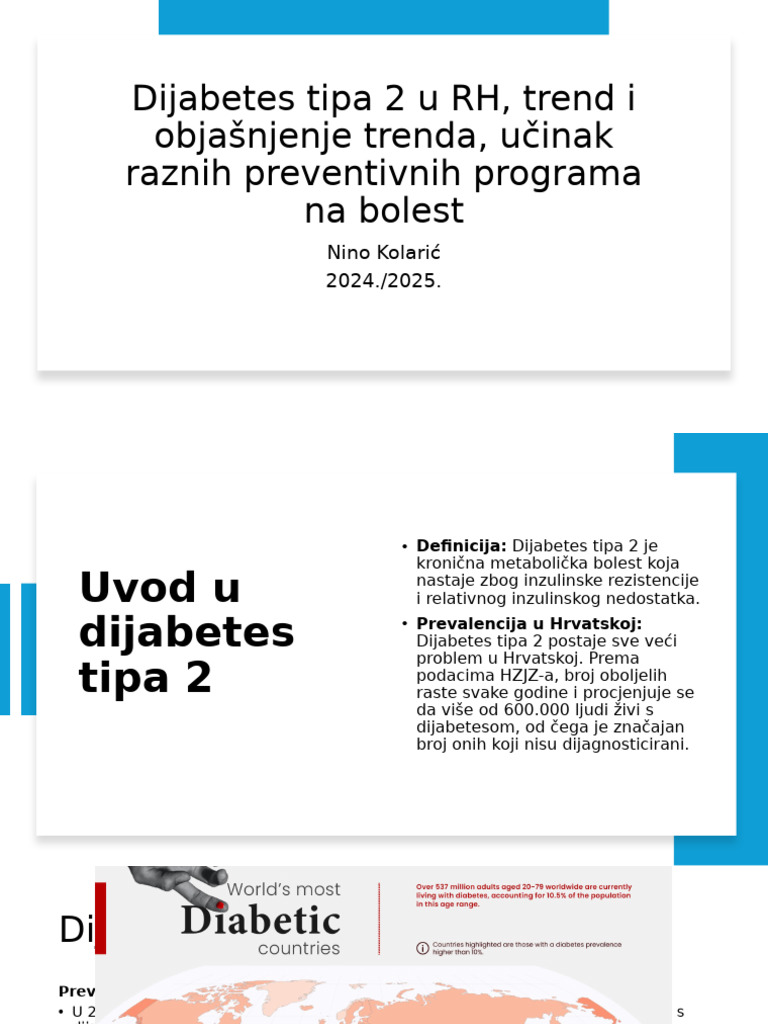 Dijabetes Tipa 2 U RH, Trend I Objašnjenje Trenda, Učinak Raznih ...