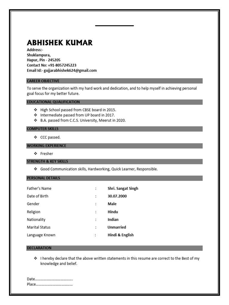 Abhishek Kumar Resume Overview | PDF