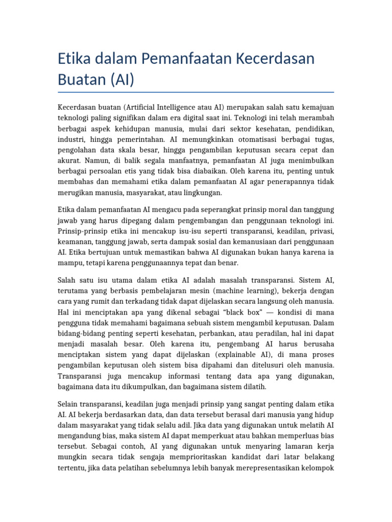 Etika dan Transparansi dalam AI | PDF
