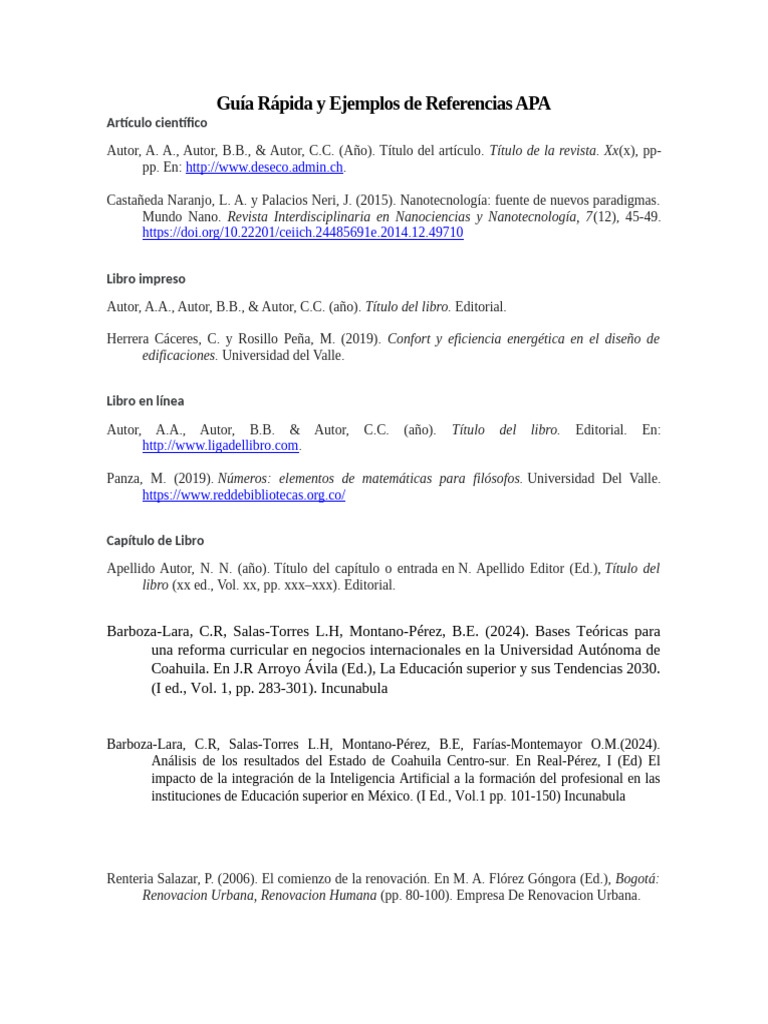 Ejemplos de Referencias en Formato APA | PDF