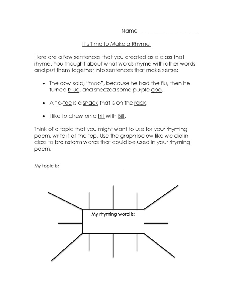 Fun Rhyming Poem Activity Guide | PDF