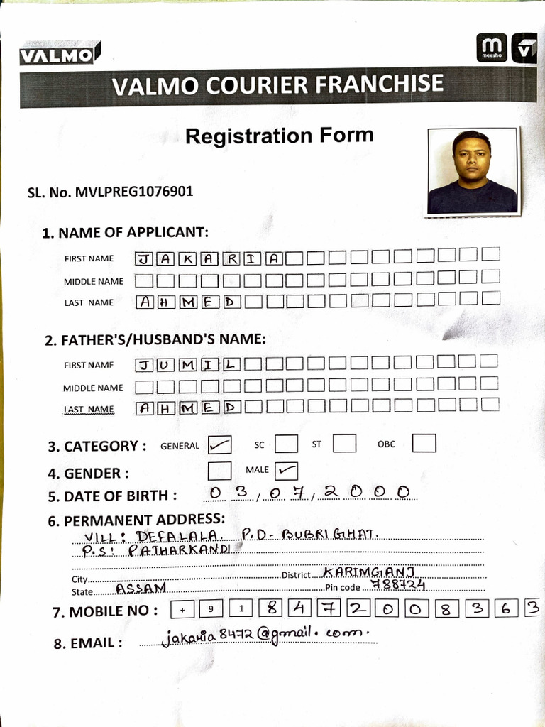 Valmo Courier Franchise Registration Form | PDF | Chess | Chess Openings