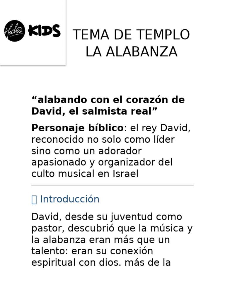 Tema de Templo La Alabanza | PDF | Salmos | David