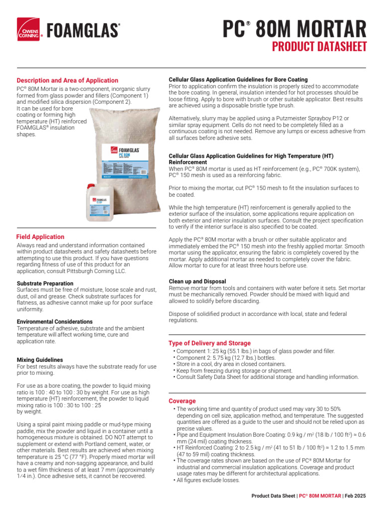 PC 80M Mortar Application Guide | PDF | Adhesive | Liquids