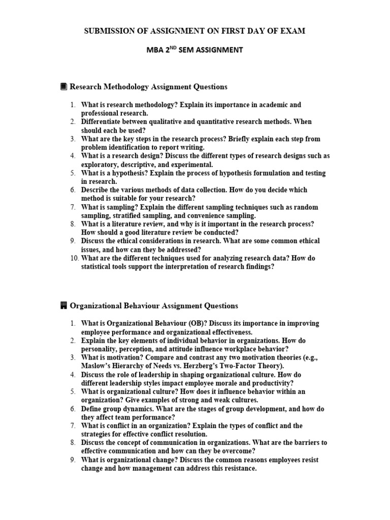Mba 2 Sem Assignment | PDF | Marketing Research | Strategic Management