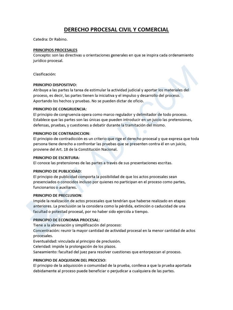 Principios del Derecho Procesal Civil | PDF | Demanda judicial | Ley ...