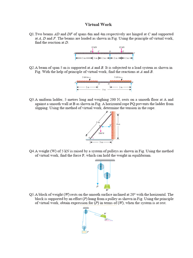 Practice Sheet (Virtual Work & Frames) | PDF