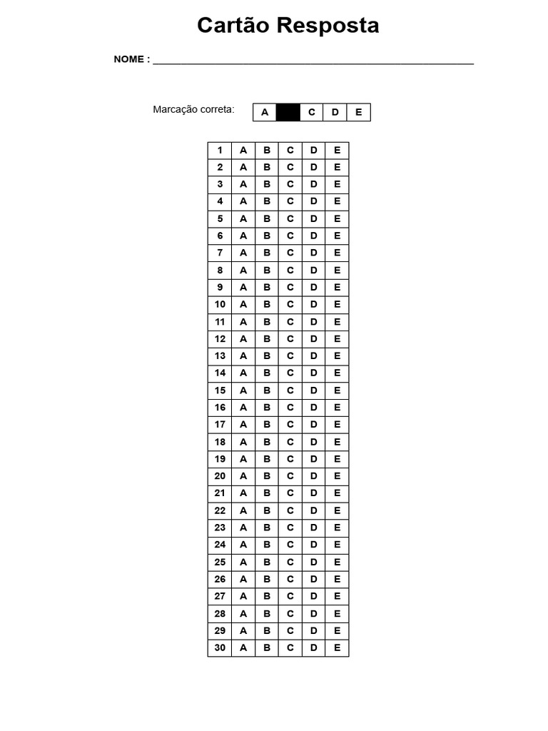 Cartão Resposta Prova | PDF