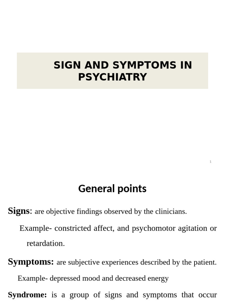Sign and Symptoms in Psychiatry MW | PDF | Hallucination | Perception
