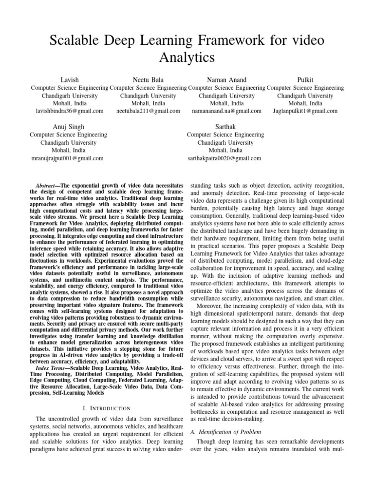 Scalable Deep Learning Framework For Video Analytics | PDF ...