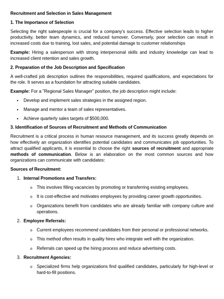 Recruitment and Selection in Sales Management11 | PDF | Recruitment | Sales