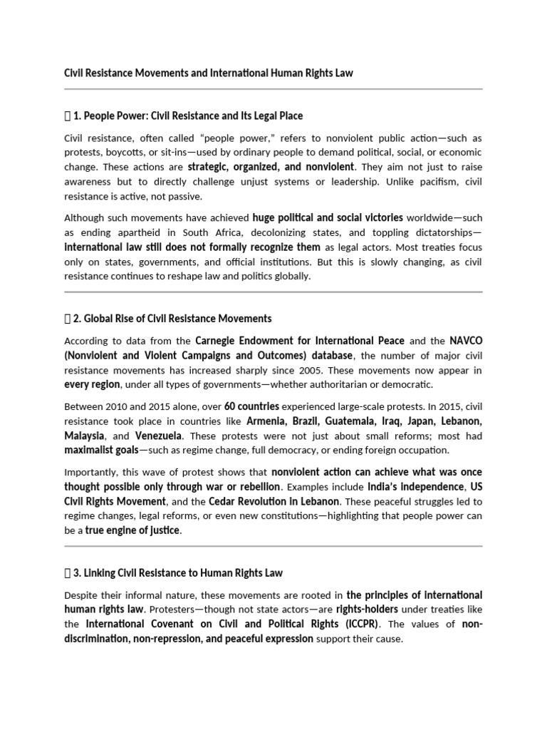 Civil Resistance and Human Rights Law | PDF | Human Rights | Justice