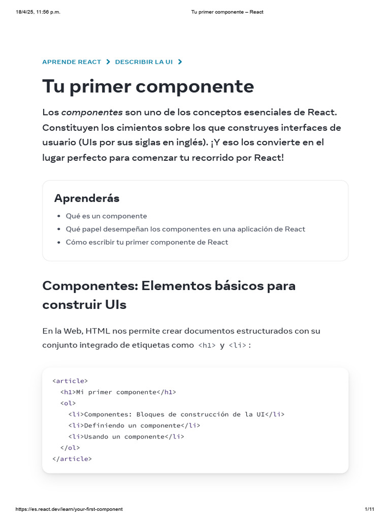 React5 - Tu Primer Componente | PDF | HTML | Script Java
