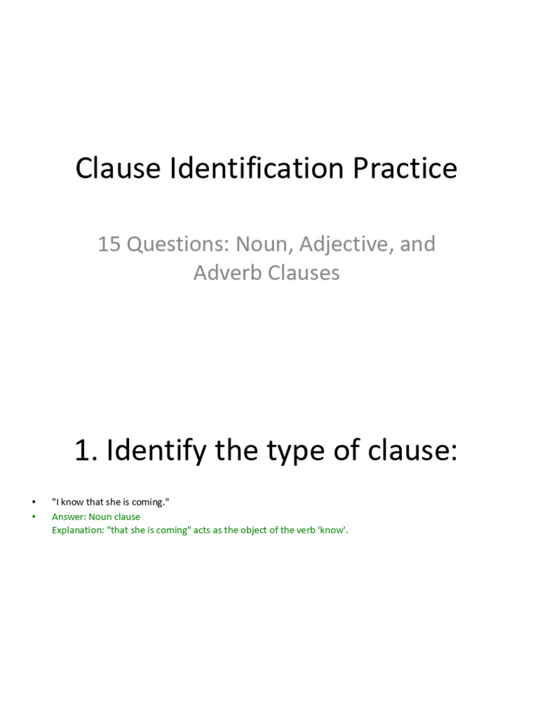 Clause Identification 15 Questions | PDF | Adverb | Clause