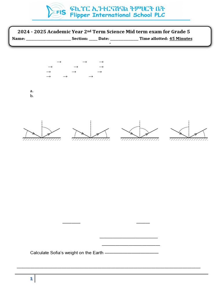 Grade 5 Term 2 Science Exam Paper | PDF | Weight | Physical Sciences