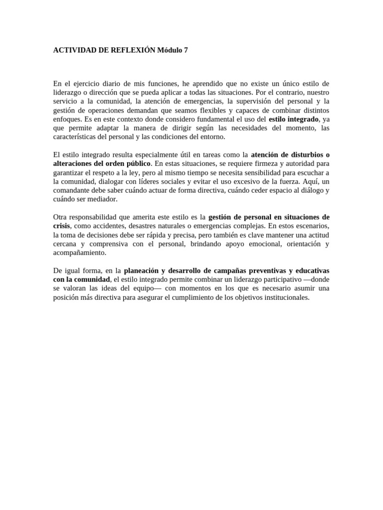 ACTIVIDAD DE REFLEXIÓN Módulo 7 | PDF