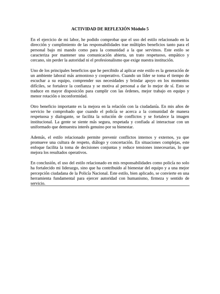 ACTIVIDAD DE REFLEXIÓN Módulo 5 | PDF