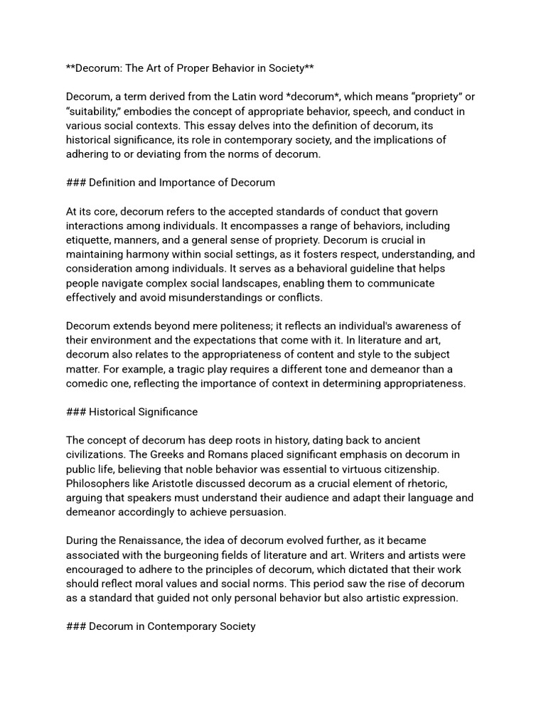 Understanding Social Decorum | PDF | Etiquette | Rhetoric