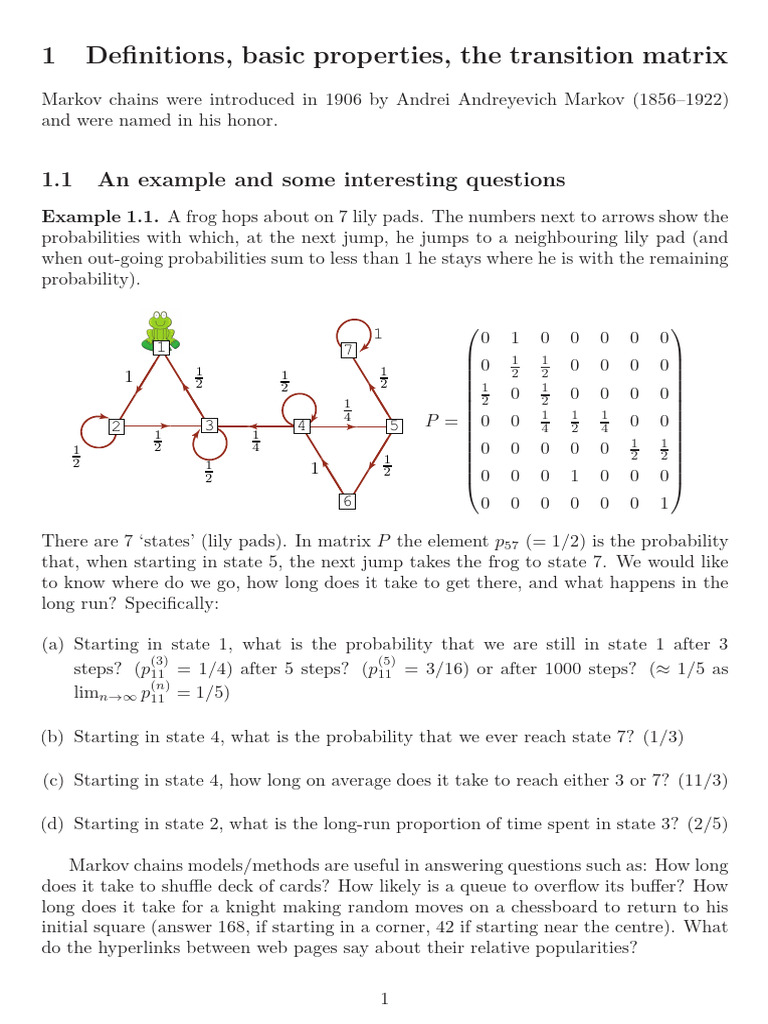 Markov Chains: Definitions and Examples | PDF | Markov Chain ...