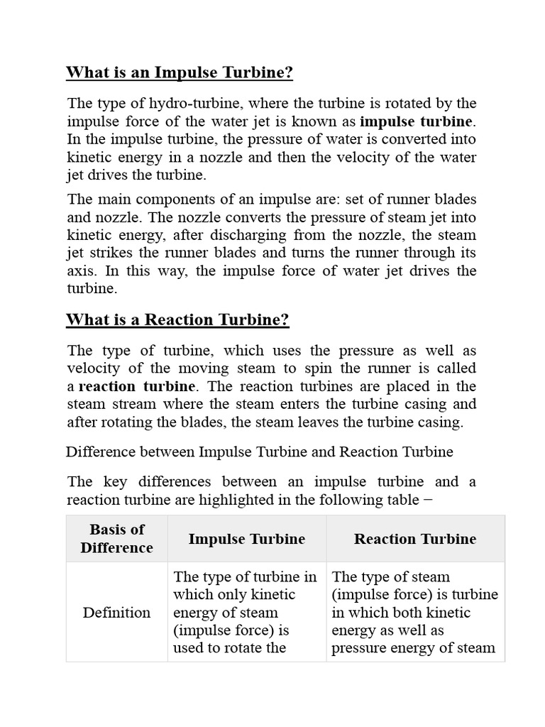 Impulse vs Reaction Turbines Explained | PDF | Turbine | Jet Engine