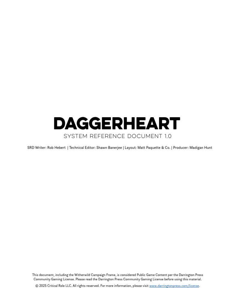 Daggerheart SRD and Witherwild Frame | PDF