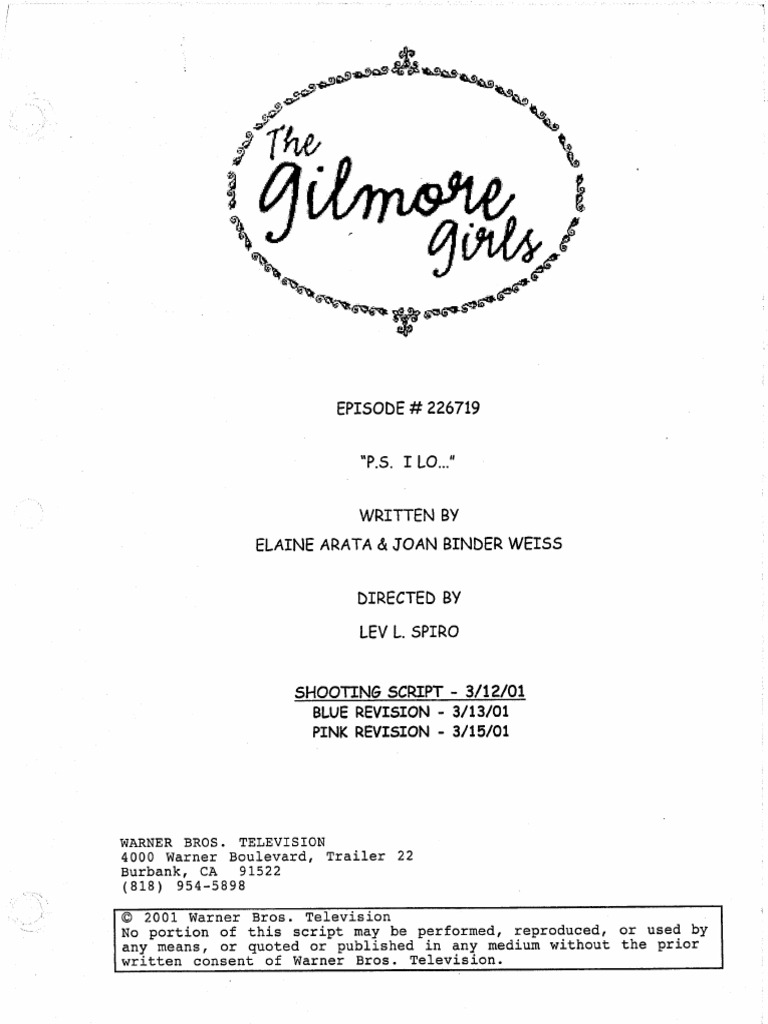 Gilmore Girls 1x20 - PS I Lo | PDF