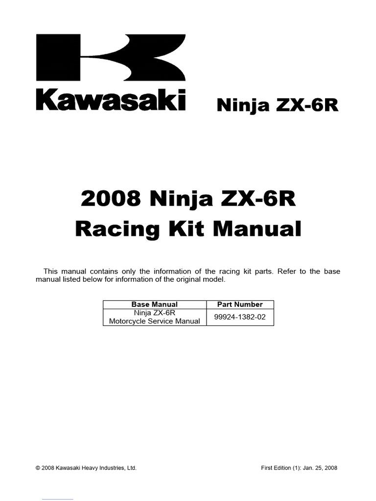 2008 Ninja ZX-6R Racing Kit Manual | PDF | Clutch | Manual