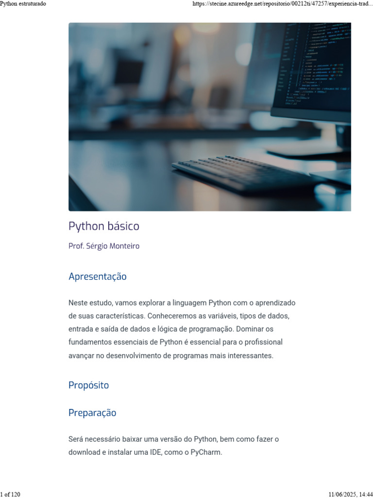 Fundamentos da Linguagem Python | PDF | Python (linguagem de ...