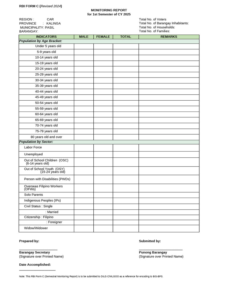 Kalinga 2025 Monitoring Report | PDF