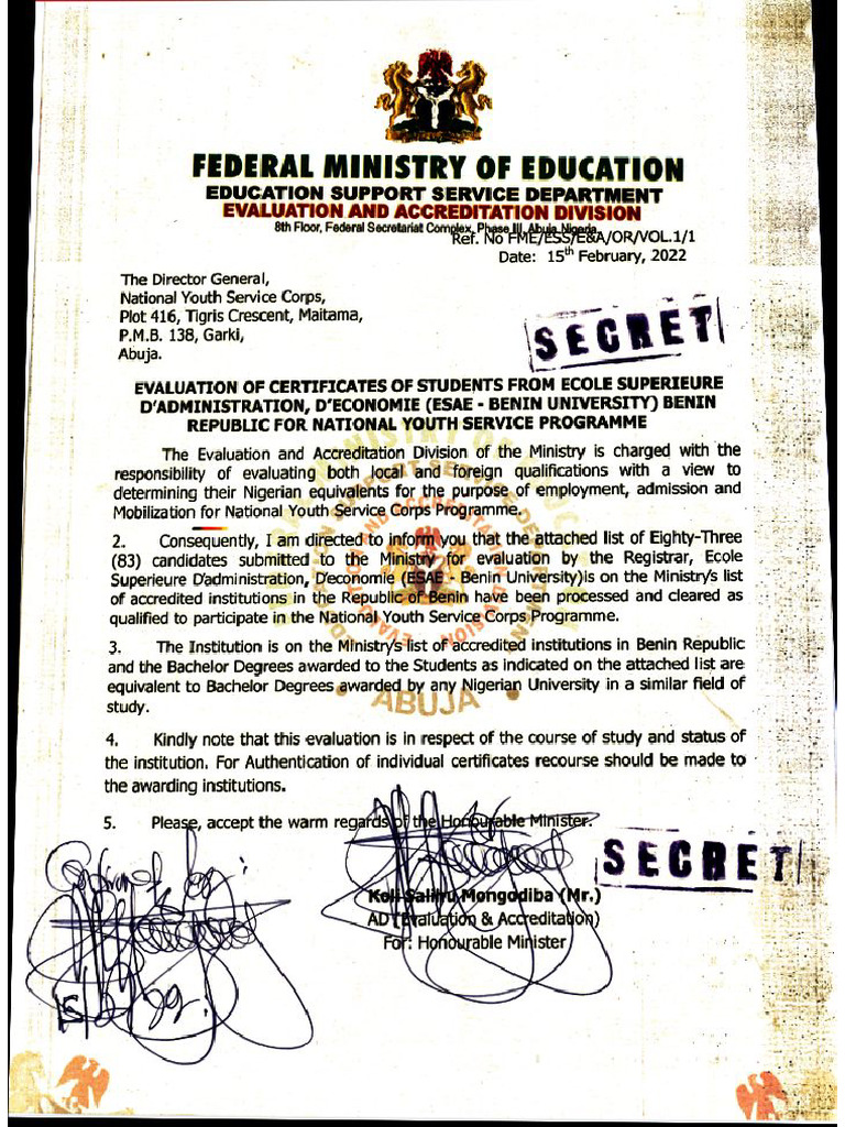Evaluation Letter | PDF