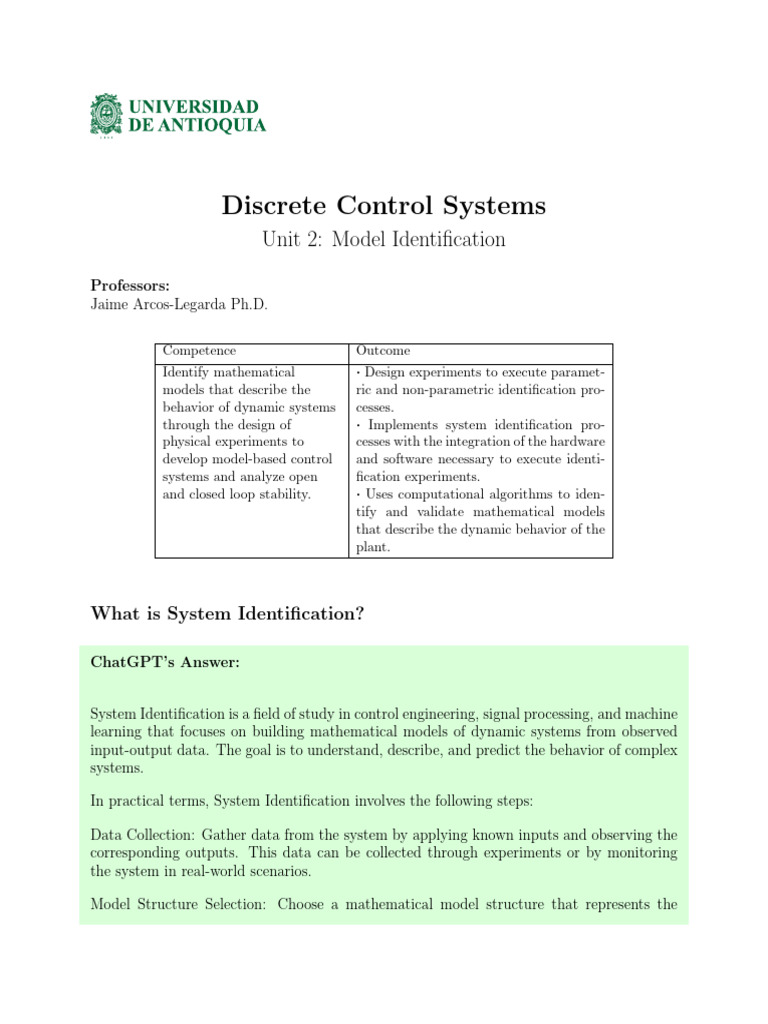 System Identification in Control Systems | PDF | Control Theory | System
