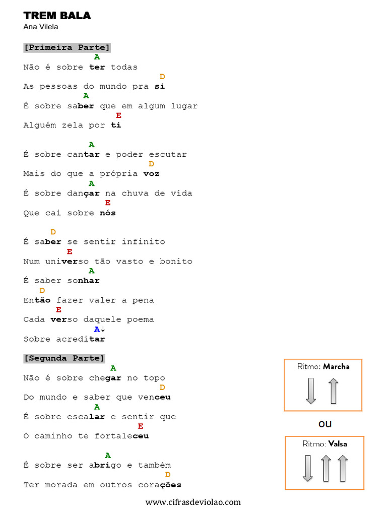 Letra da Música Trem Bala - Ana Vilela | PDF