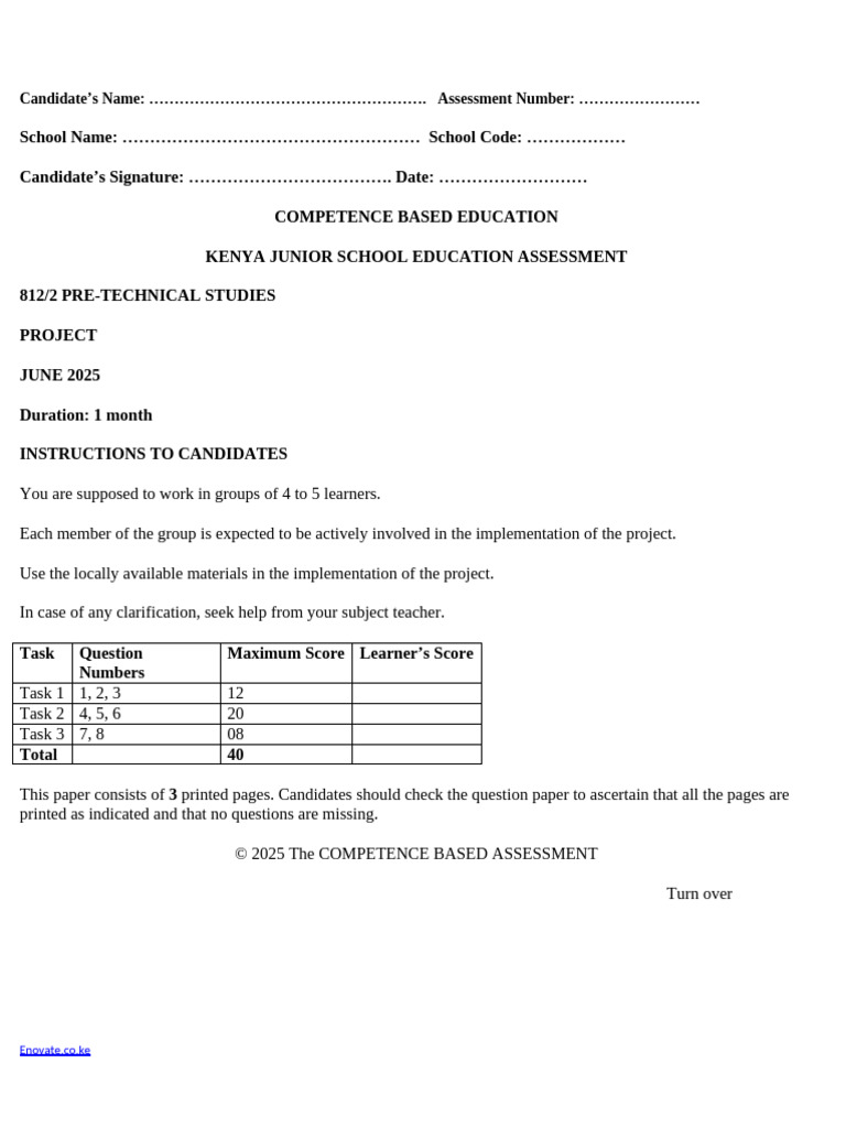 Grade 8 Bird Feeder Project 2025 | PDF