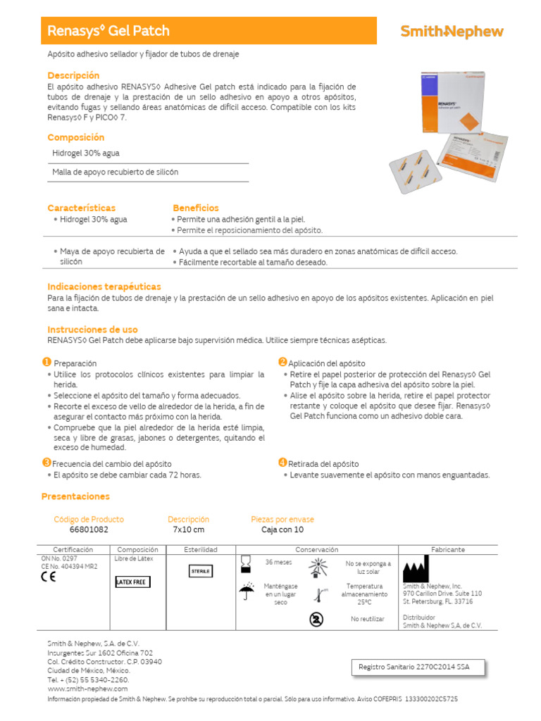 Apósito Adhesivo RENASYS Gel Patch | PDF