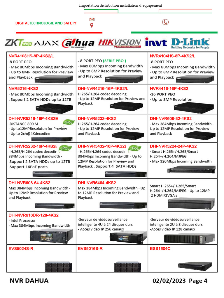 Dahua NVR Models and Specifications | PDF | Hard Disk Drive | Computer ...