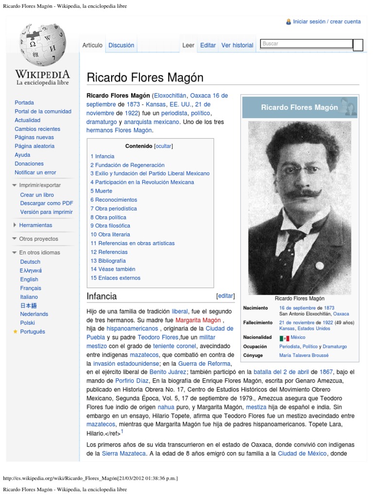 Ricardo Flores Magón: Vida y Legado PDF México Anarquismo