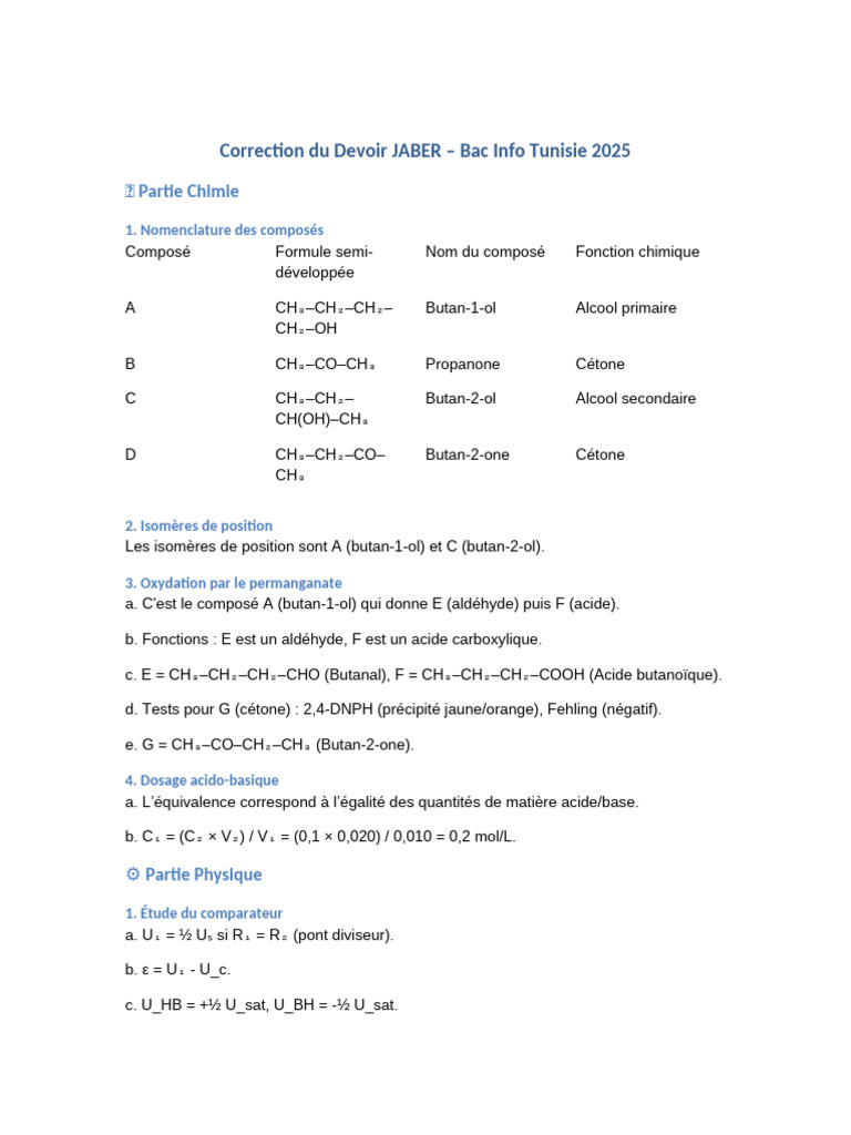 Correction Bac Info Tunisie 2025 | PDF